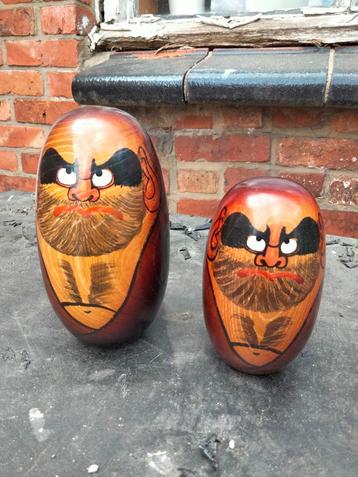 Set prijs vintage houten kokeshi Daruma beeldjes Japan beschikbaar voor biedingen