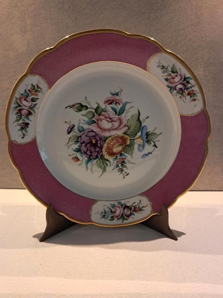 Bavaria bloemenbord / hand geschilderd, Antiquités & Art, Antiquités | Porcelaine, Enlèvement ou Envoi