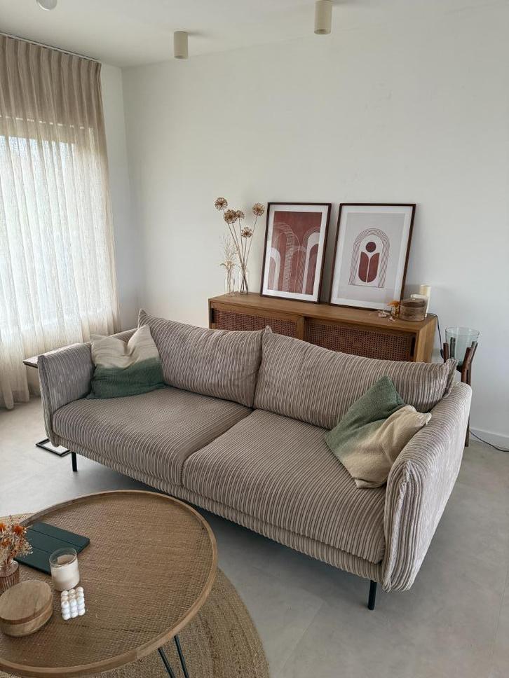 by Fonq Ribbon 3-zitsbank - Mink, Huis en Inrichting, Zetels | Zetels, Gebruikt, Rechte bank, Driepersoons, 200 tot 250 cm, 75 tot 100 cm