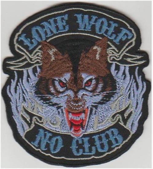 Lone Wolf No Club stoffen opstrijk patch embleem #2, Motos, Accessoires | Autocollants, Envoi