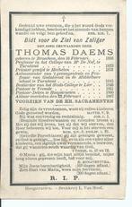 RP Thomas Daems 1806-1887 Pastoor Vremde/Hoogstraten, Verzamelen, Bidprentjes en Rouwkaarten, Ophalen of Verzenden