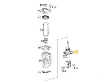 Schokdemperpoot rechts-voor van een Mercedes B-Klasse