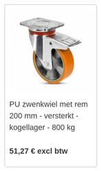 Zwenkwiel met rem 800kg 4stuks, Ophalen of Verzenden, Nieuw