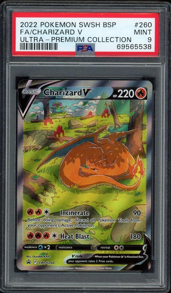Charizard V PSA 9 - SWSH260 - Sword & Shield Promo 2022, Hobby en Vrije tijd, Verzamelkaartspellen | Pokémon, Zo goed als nieuw
