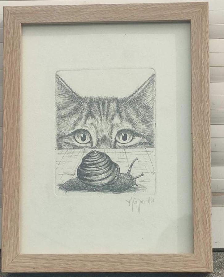 Eau forte signe Martine coppens, Antiek en Kunst, Kunst | Etsen en Gravures, Ophalen of Verzenden
