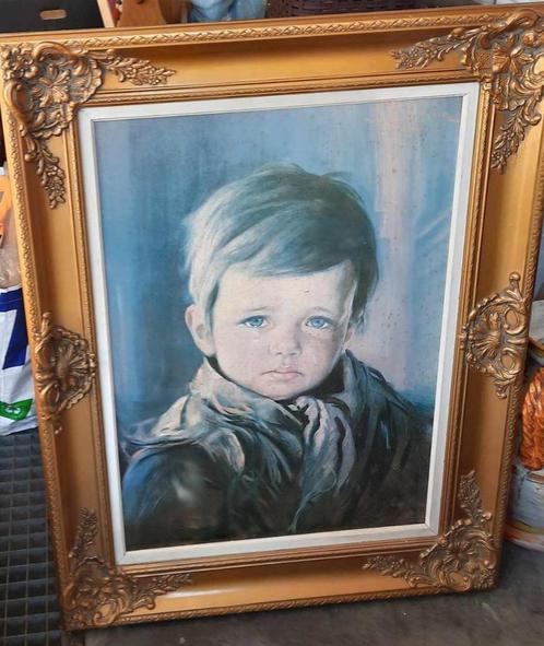 Mooi, Groot Schilderij met Prachtige Kader - Jaren '70 🌺🌺, Antiek en Kunst, Kunst | Schilderijen | Klassiek, Ophalen of Verzenden