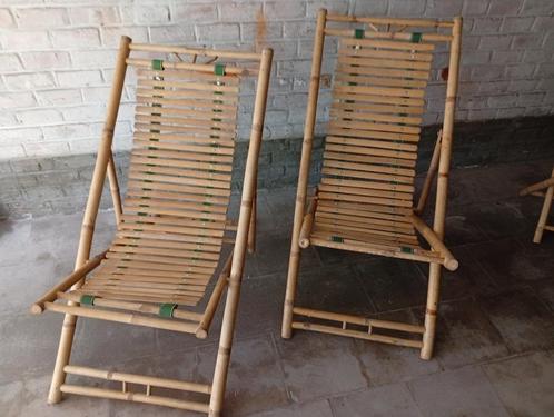 Vintage Chileens relaxbed van bamboe, Caravans en Kamperen, Kampeermeubelen, Zo goed als nieuw, Ophalen
