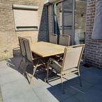 tuintafel + tuinstoelen, Tuin en Terras, Tuintafels, Ophalen, Gebruikt, Aluminium