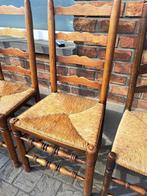 4 mooie houten stoelen, Riet of Rotan, Gebruikt, Bruin, Vier