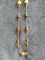 Collier avec perles bronze, brunes, jaunes 39 cm, Bijoux, Sacs & Beauté, Colliers, Brun, Autres matériaux, Utilisé, Enlèvement ou Envoi