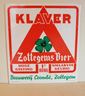 Zeldzaam Reclamebord Klaver Bier / Brouwerij Crombé Zottegem beschikbaar voor biedingen