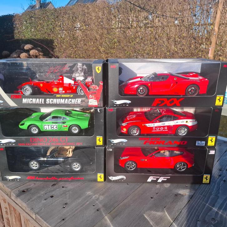 6 x 1/18 Hot Wheels ELITE Ferrari, Hobby en Vrije tijd, Modelauto's | 1:18, Nieuw, Auto, Hot Wheels, Ophalen of Verzenden