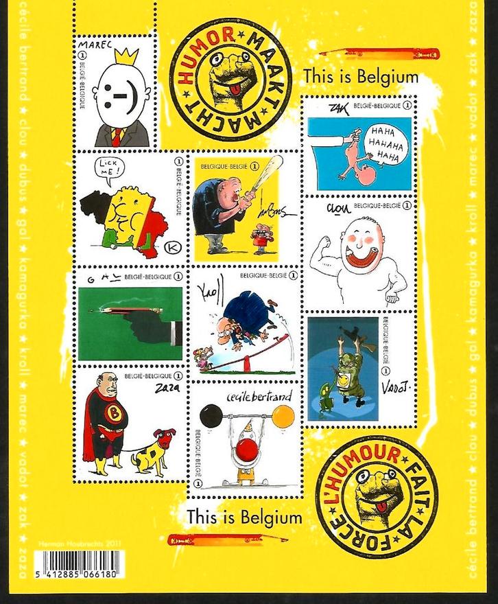 2011 Humor maakt macht OBP BL 189**, Postzegels en Munten, Postzegels | Europa | België, Postfris, Orginele gom, Overig, Zonder stempel