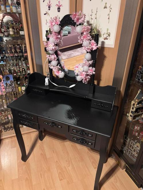 Zwarte kaptafel make up visagie, Huis en Inrichting, Tafels | Kaptafels, 100 tot 150 cm, 50 tot 100 cm, Hout, Ophalen