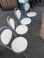 4 stoelen te koop, Ophalen, Gebruikt, Grijs, Metaal