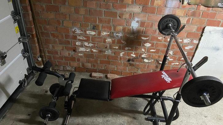 Kettler sportbank/halterbank, Sport en Fitness, Fitnessapparatuur, Gebruikt, Hometrainer, Armen, Benen, Borst, Buik, Rug, Metaal