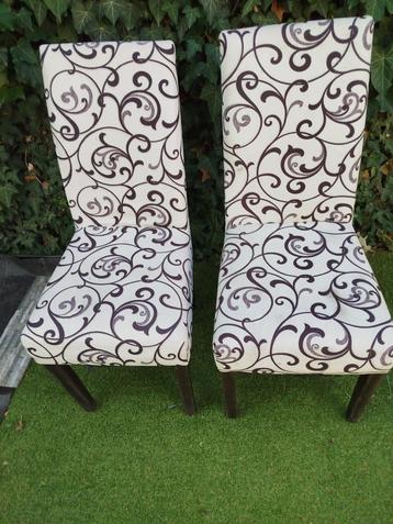 Paire de chaises en tissus noir et blanc, Maison & Meubles, Enlèvement, Blanc, Tissus