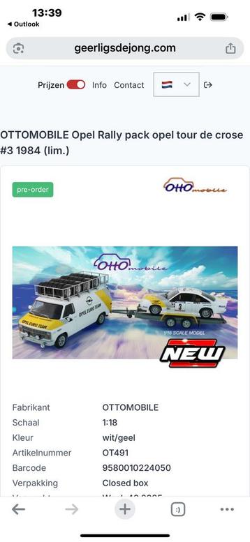 Opel set met remork van Otto models splinter nieuw beschikbaar voor biedingen