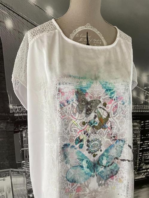 kastopruiming - prachtig T-shirt - 48-50, Kleding | Dames, T-shirts, Zo goed als nieuw, Maat 46/48 (XL) of groter, Wit, Korte mouw