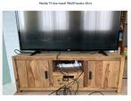 Meuble TV bois massif 118x29 hauteur 42cm, Comme neuf, 100 à 150 cm, 25 à 50 cm, Scandinave