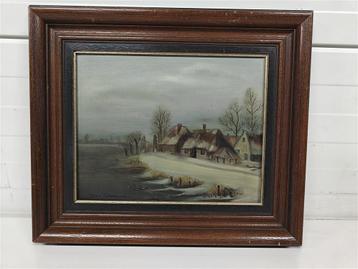 A5768 Klassiek Schilderij Van Een Nederlands Winterlandschap beschikbaar voor biedingen