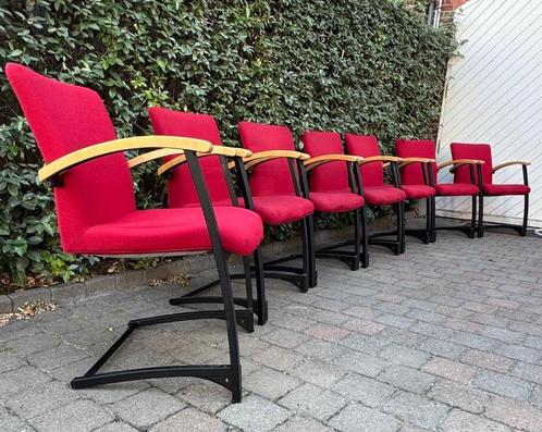 Set van 9 (NEGEN) vintage 1990 professionele KINNAPS stoelen, Huis en Inrichting, Bureaustoelen, Gebruikt, Bureaustoel, Rood, Ophalen