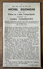 Oorlogsslachtoffer 10 mei 1940, 18e Linie, Dejonghe Michel, Verzamelen, Bidprentjes en Rouwkaarten, Ophalen of Verzenden, Bidprentje