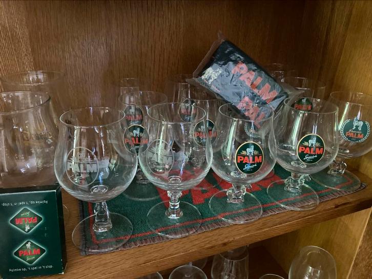 Palmglazen + attributen, Verzamelen, Glas en Drinkglazen, Gebruikt, Bierglas, Ophalen of Verzenden