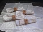 houten servetringen met witte stoffen servetten, Nieuw, Ophalen of Verzenden, Wit