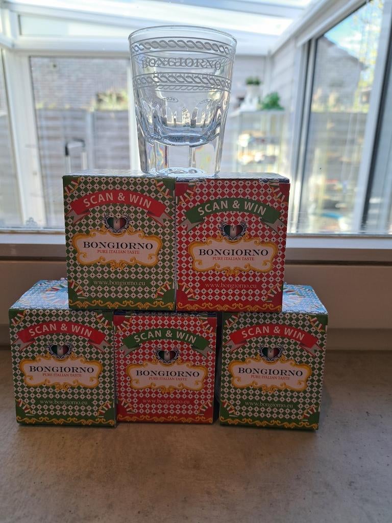 6 Originele bongiorno glaasjes, Ophalen of Verzenden, Zo goed als nieuw