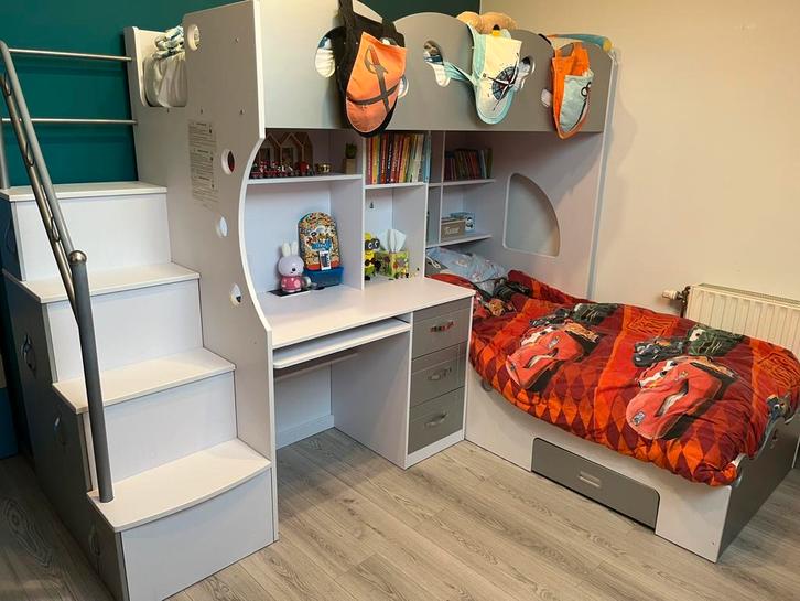 Stapelbed, bureau, Kinderen en Baby's, Kinderkamer | Stapelbedden en Hoogslapers, Gebruikt, Stapelbed, Ophalen