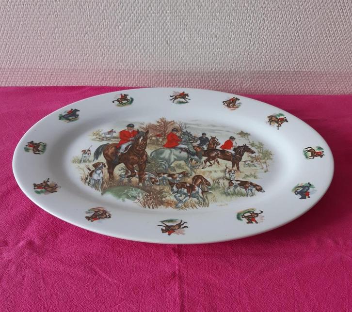 Ovale schaal fox-hunting jachttafereel, Huis en Inrichting, Keuken | Servies, Zo goed als nieuw, Schaal of Schalen, Overige stijlen