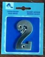 Numéro de maison "2" en laiton ; 65 mm ; NEUF, Ophalen of Verzenden, Nieuw