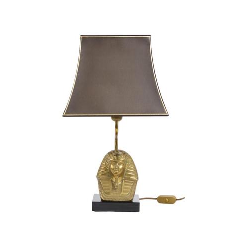 Vintage Messing Farao Lamp Hollywood Regency Massive België, Huis en Inrichting, Lampen | Tafellampen, Gebruikt, 50 tot 75 cm