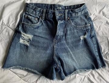 Ripped jeansshort meisjes blauw C&A maat 158