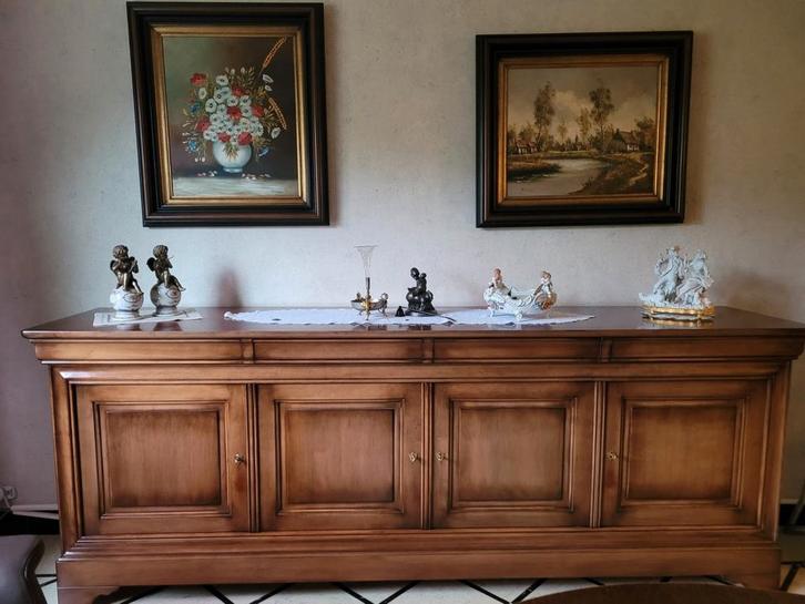 Complete massief kersenhout eetkamer, Huis en Inrichting, Complete eetkamers, Gebruikt, 4 tot 6 stoelen, Ophalen