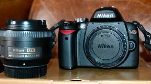 Nikon D60 met Nikon lens AF-S 35mm 1,8 in goede staat, Audio, Tv en Foto, Fotocamera's Digitaal, Zo goed als nieuw, Spiegelreflex