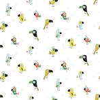 6242) 140x50cm katoen neushoornvogel wit, Hobby & Loisirs créatifs, Tissus & Chiffons, Enlèvement ou Envoi, 30 à 200 cm, Blanc