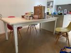 Wit geschilderde houten tafel, Ophalen, Gebruikt, 50 tot 100 cm, Vijf personen of meer