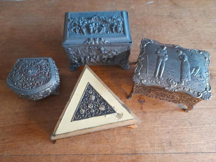 Collection de boîtes à bijoux vintage en métal, Antiquités & Art, Curiosités & Brocante, Enlèvement ou Envoi