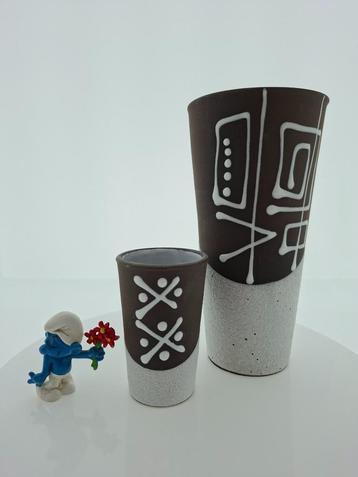 2 bekers in keramiek, retro vintage beschikbaar voor biedingen