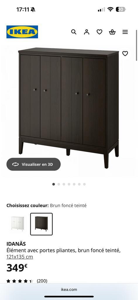 IKEA IDANÄS kast – donkerbruin, bijna nieuw (121x135 cm), Huis en Inrichting, Kasten | Kleerkasten, Zo goed als nieuw, 100 tot 150 cm