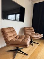 set van 2 lederen fauteuils (design), Huis en Inrichting, Fauteuils, Ophalen, Nieuw, 75 tot 100 cm, Metaal