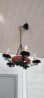 Beau lustre lustre en bois noir 5 bras, Maison & Meubles, Lampes | Suspensions, Bois, Utilisé, Enlèvement ou Envoi