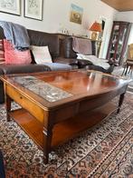 Salontafel in kerselaar met marmer, Huis en Inrichting, Ophalen, 100 tot 150 cm, Klassiek, 50 tot 100 cm