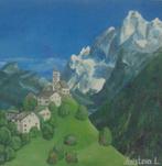 olieschilderij in 3D ALPEN (30x30 cm), Antiek en Kunst, Ophalen of Verzenden