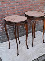 Twee vintage tafels met bronze en marmer goed staat