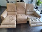Beige,lederen salon te koop,het betreft een 3,2 en 1zit., Maison & Meubles, Enlèvement, Utilisé