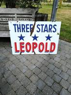 emaille reclame THREE STARS LEOPOLD bier, Verzamelen, Ophalen, Gebruikt, Reclamebord