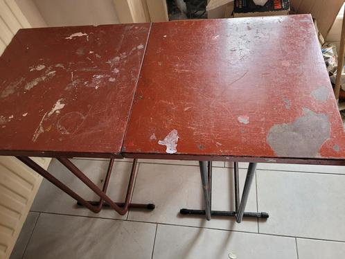 Paar vierkante roestvrijstalen metalen tafel/serveerset, Huis en Inrichting, Tafels | Statafels, Zo goed als nieuw, Ophalen